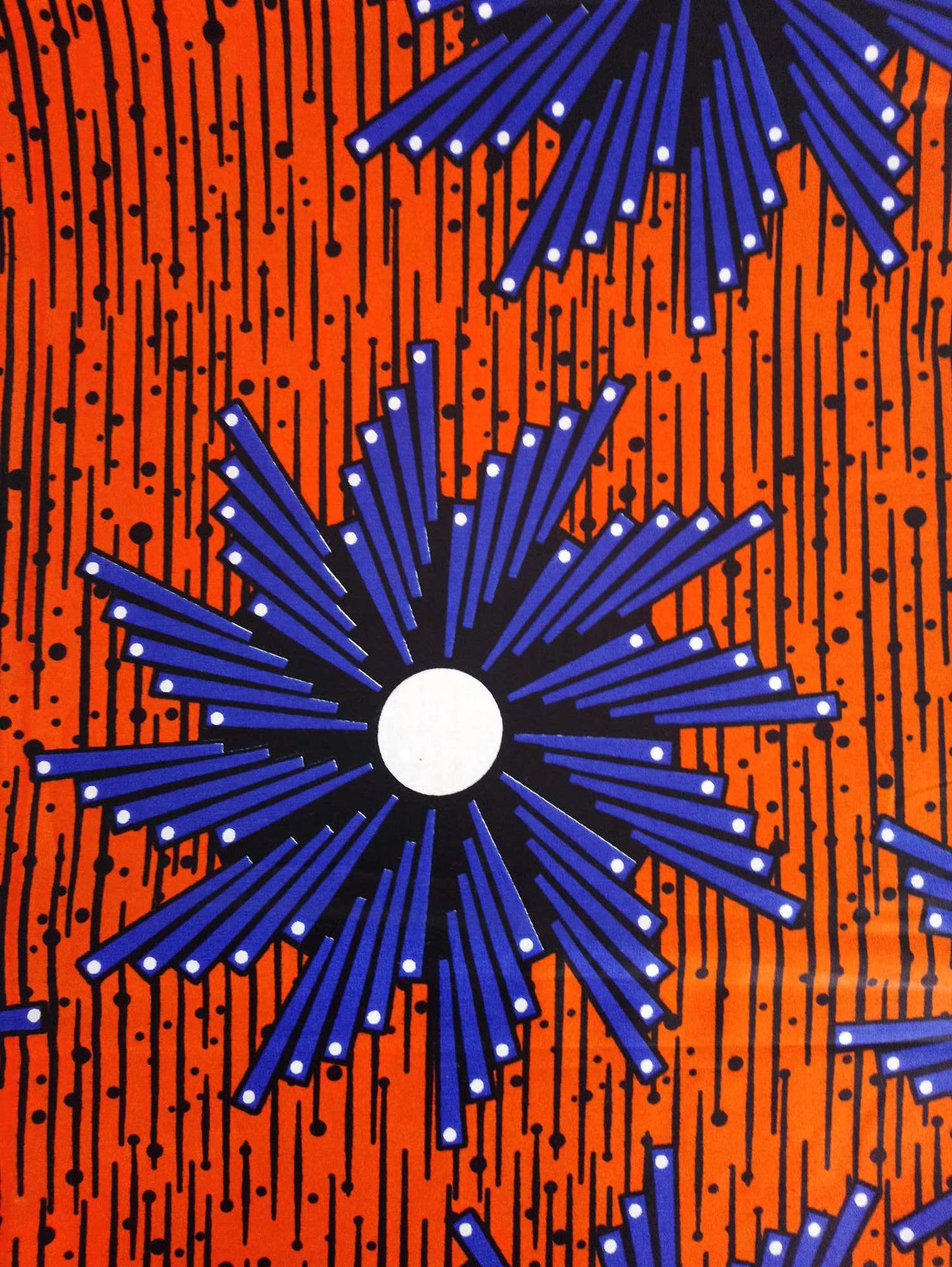 Pagne WAX ORANGE/BLEU