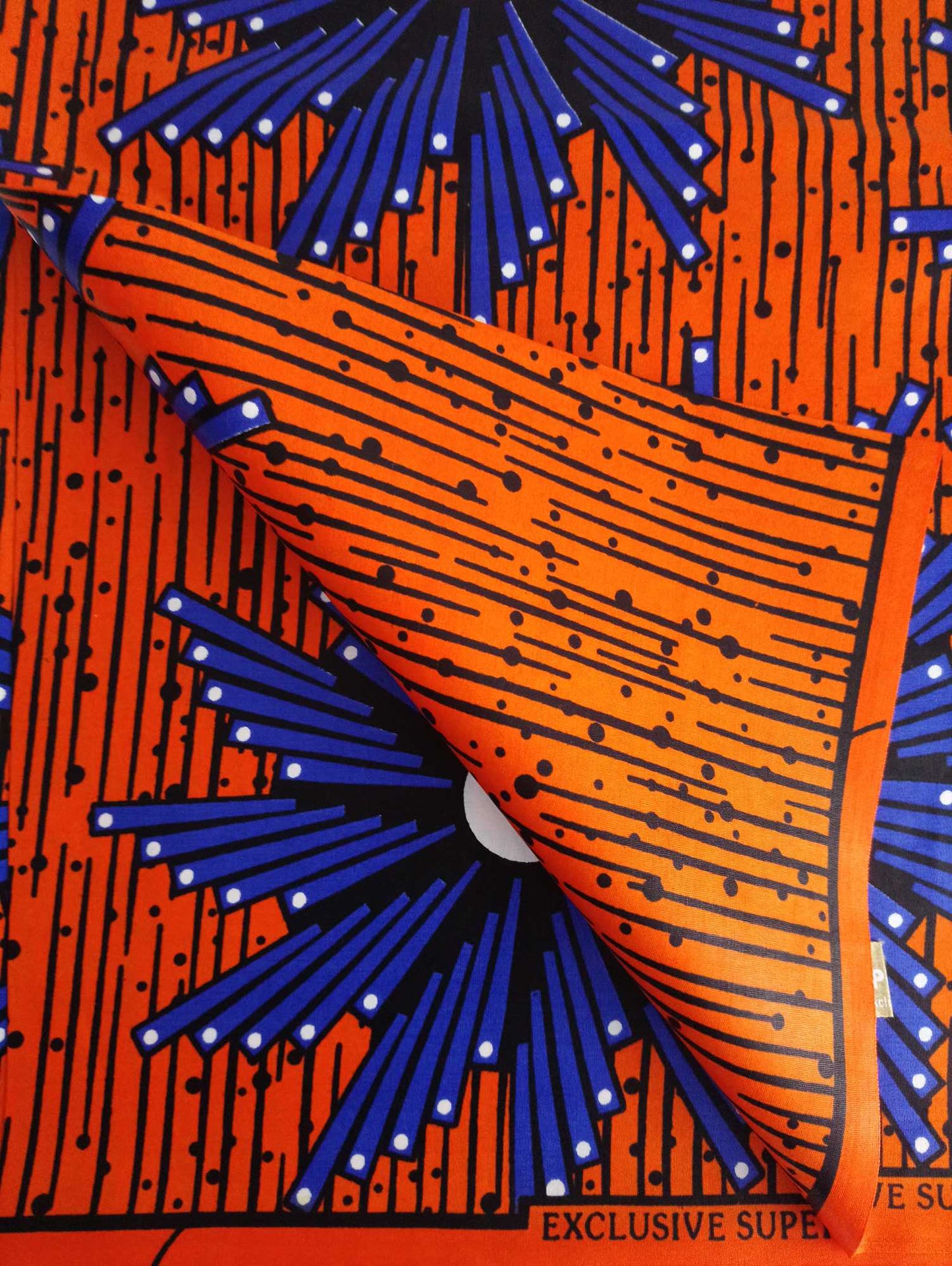 Pagne WAX ORANGE/BLEU