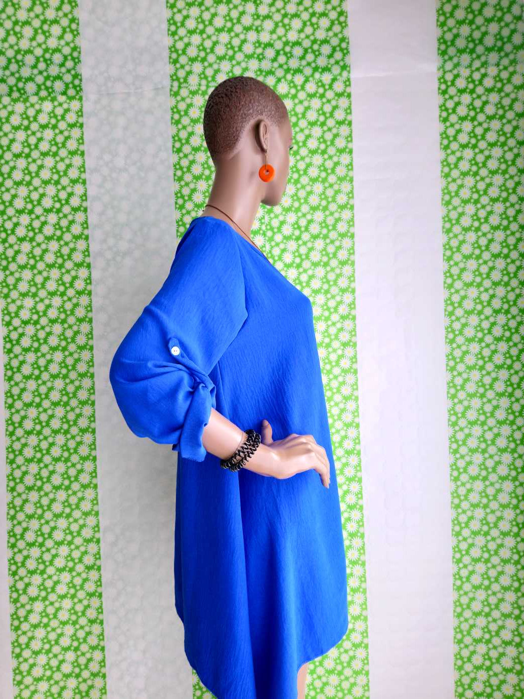 BUESSO - Robe BLEUE ÉLECTRIQUE avec collier