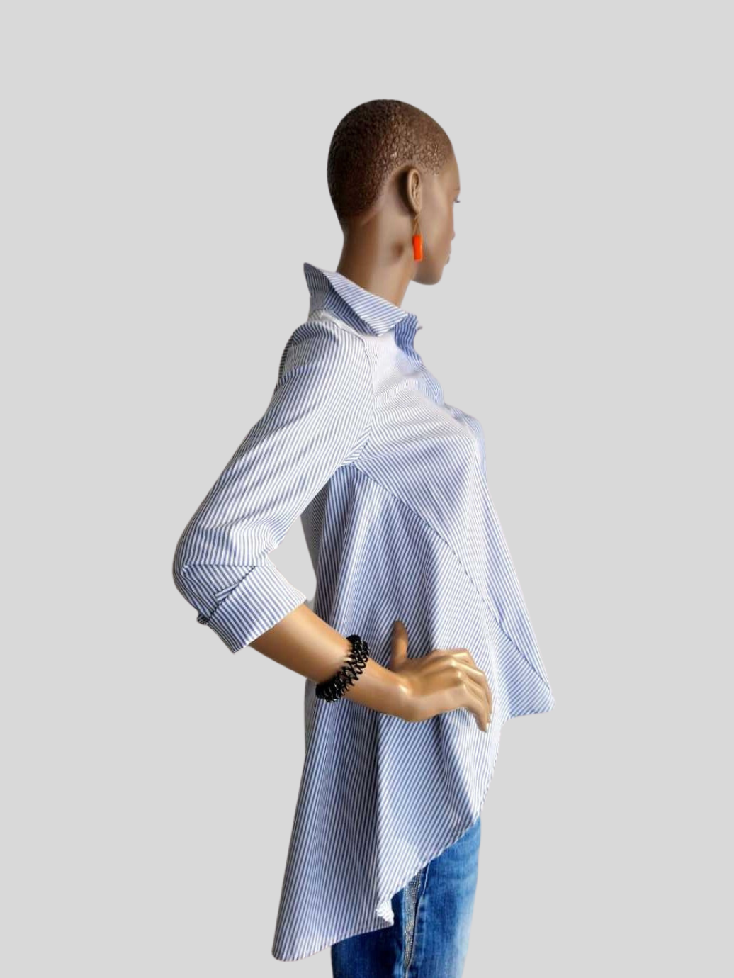 Chemisier BLEU imprimé à rayures