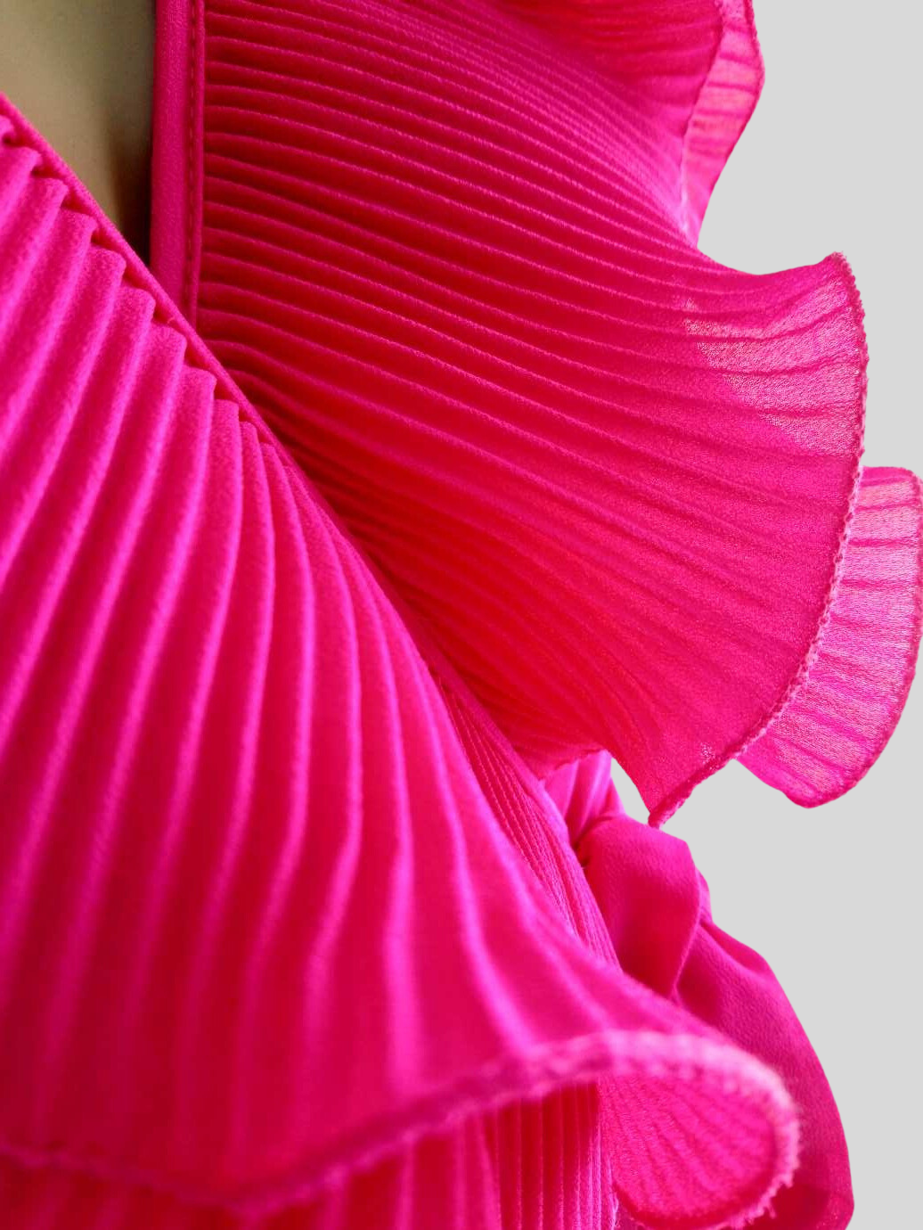 Combinaison ROSE FUCHSIA plissée à volants avec ceinture