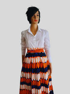 Jupe imprimée ORANGE taille haute
