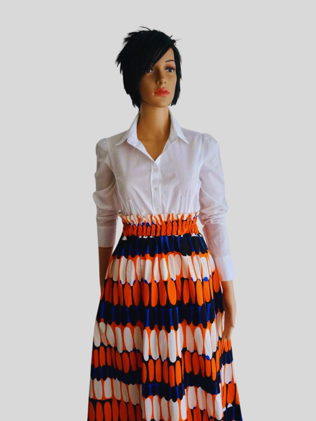 Jupe imprimée ORANGE taille haute