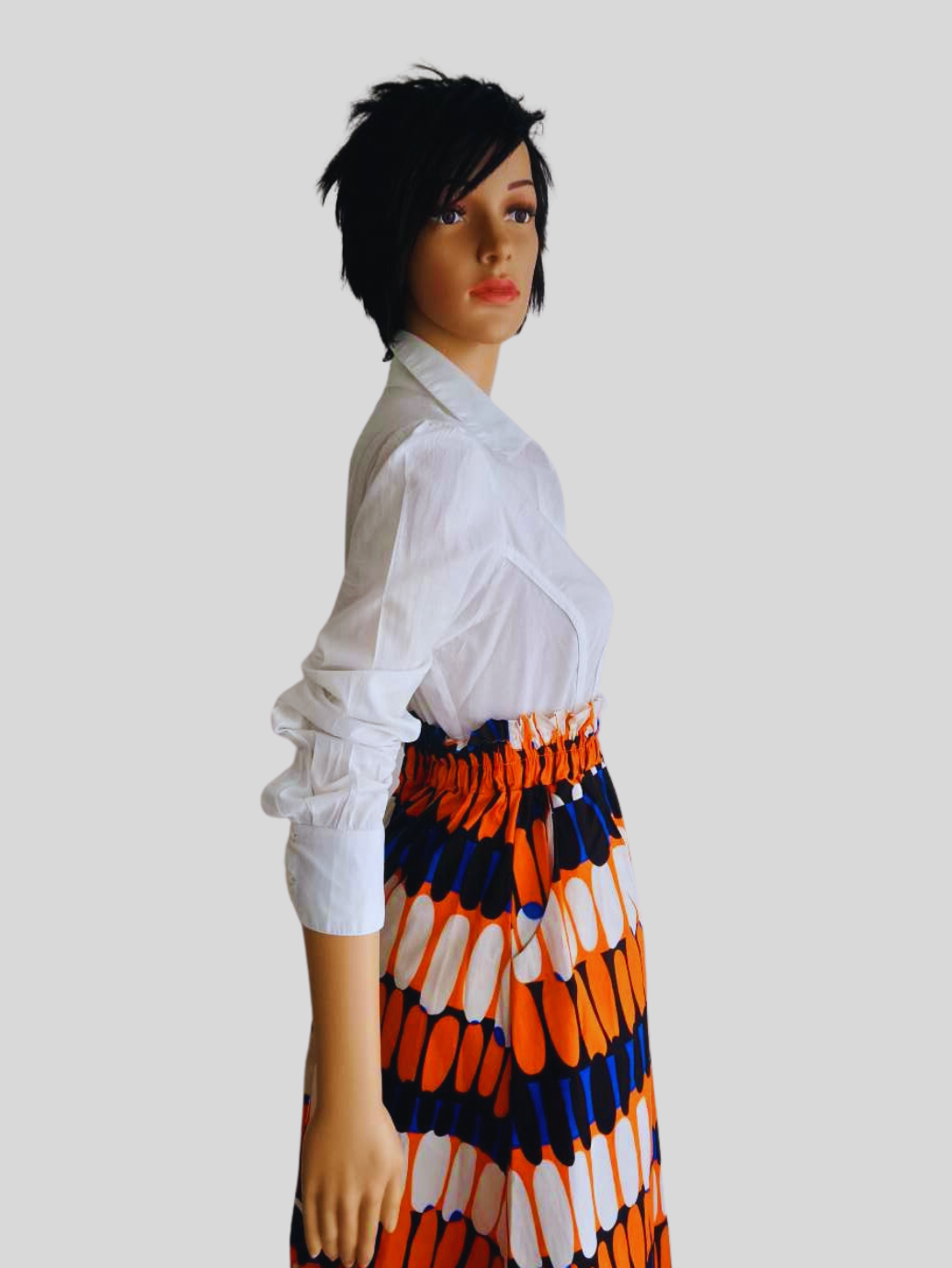 Jupe imprimée ORANGE taille haute