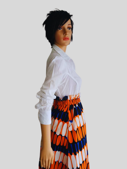 Jupe imprimée ORANGE taille haute
