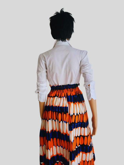Jupe imprimée ORANGE taille haute