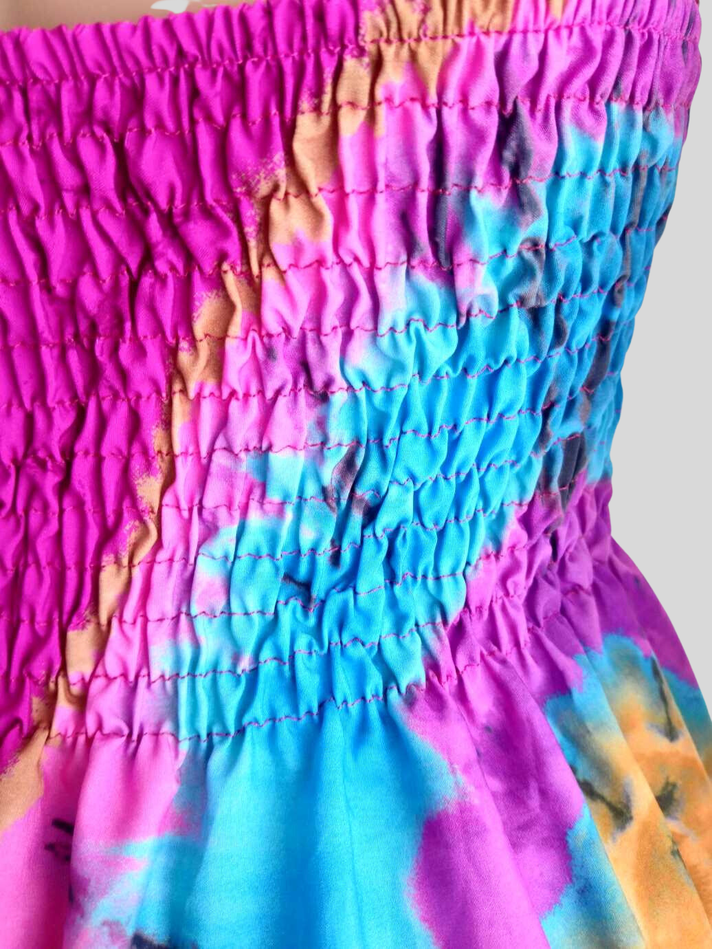 Robe ROSE FUCHSIA imprimée Batik à nouer au cou