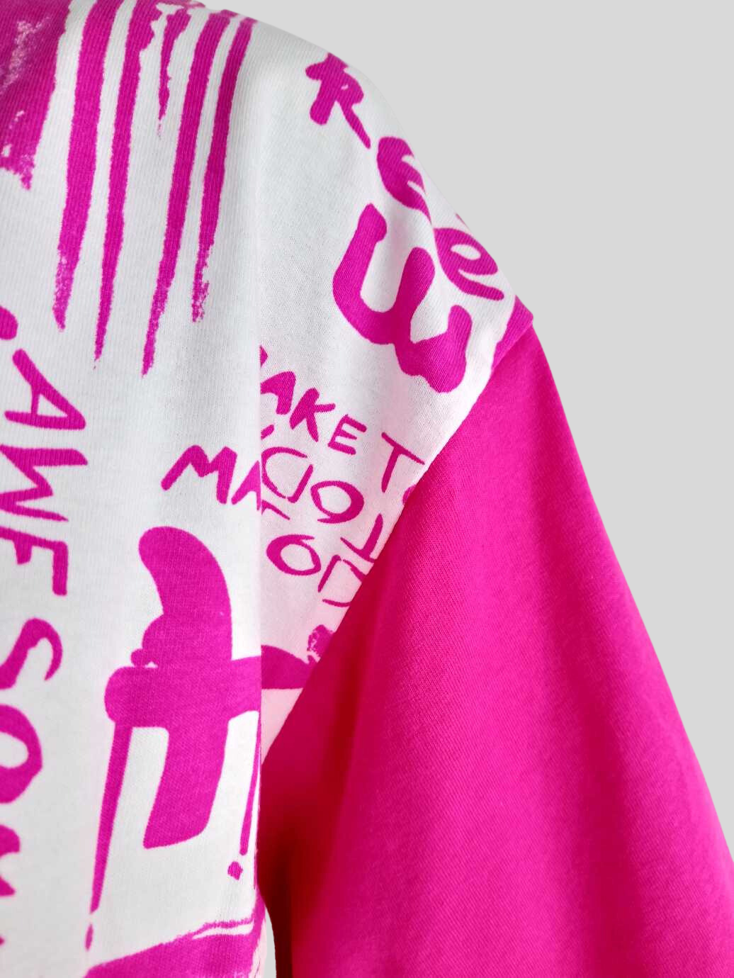 Robe T-Shirt ROSE FUCHSIA imprimée