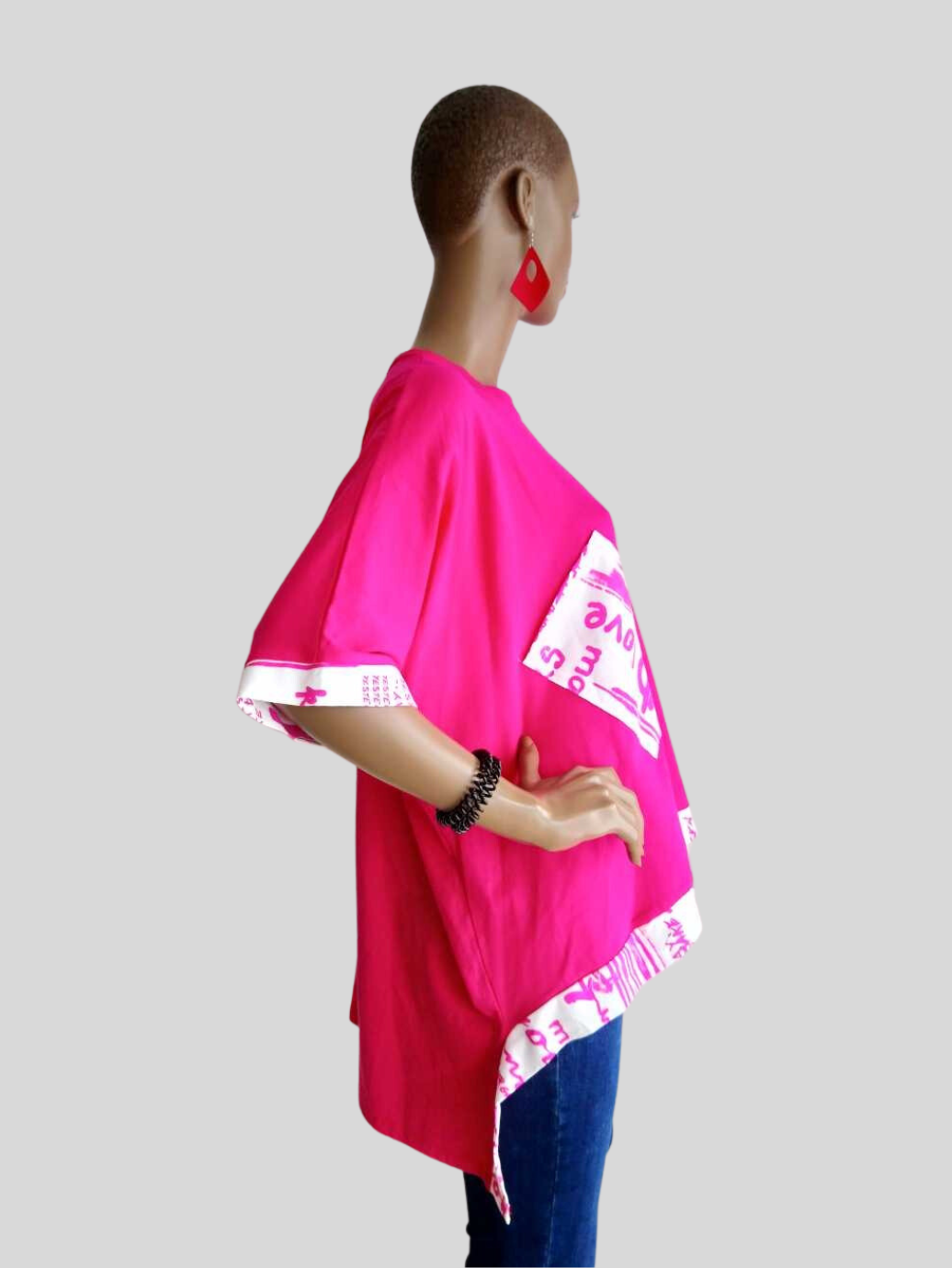 T-shirt ROSE FUCHSIA oversize imprimé