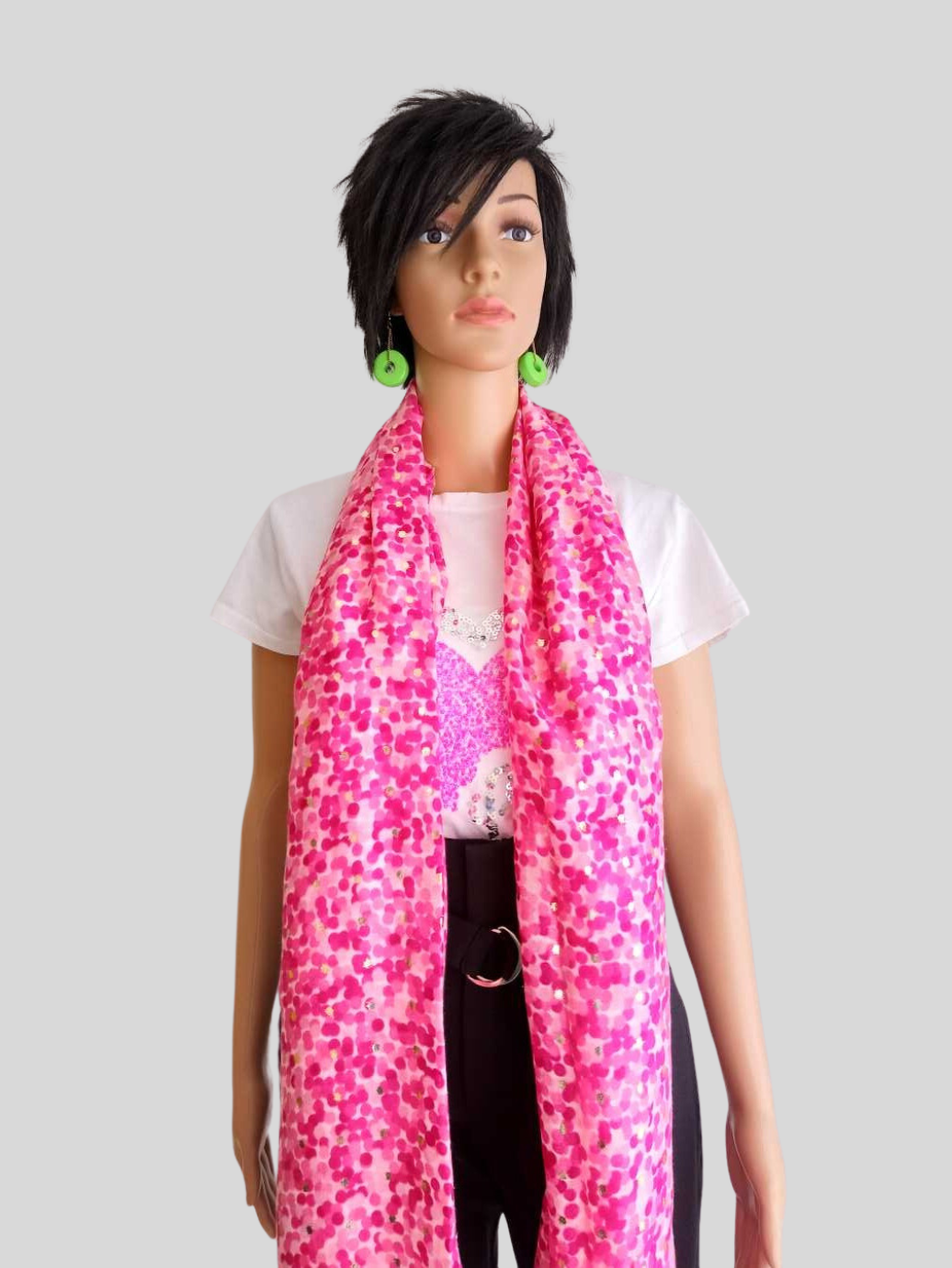 Foulard ROSE FUCHSIA imprimé à pois 