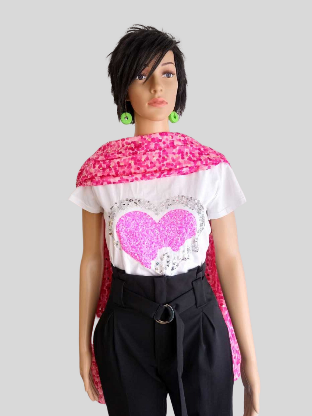 Foulard ROSE FUCHSIA imprimé à pois 