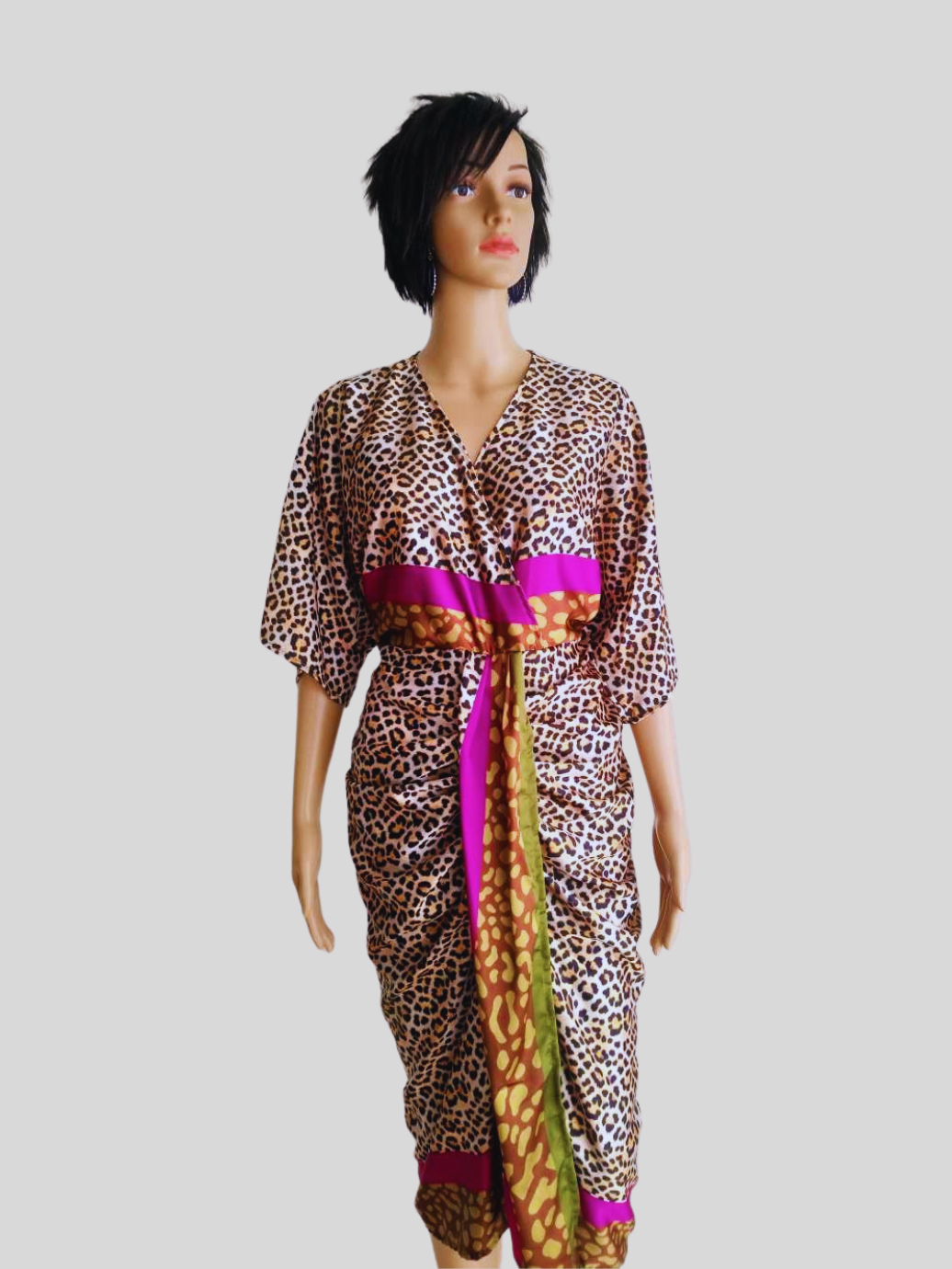 Robe léopard ROSE FUCHSIA femme