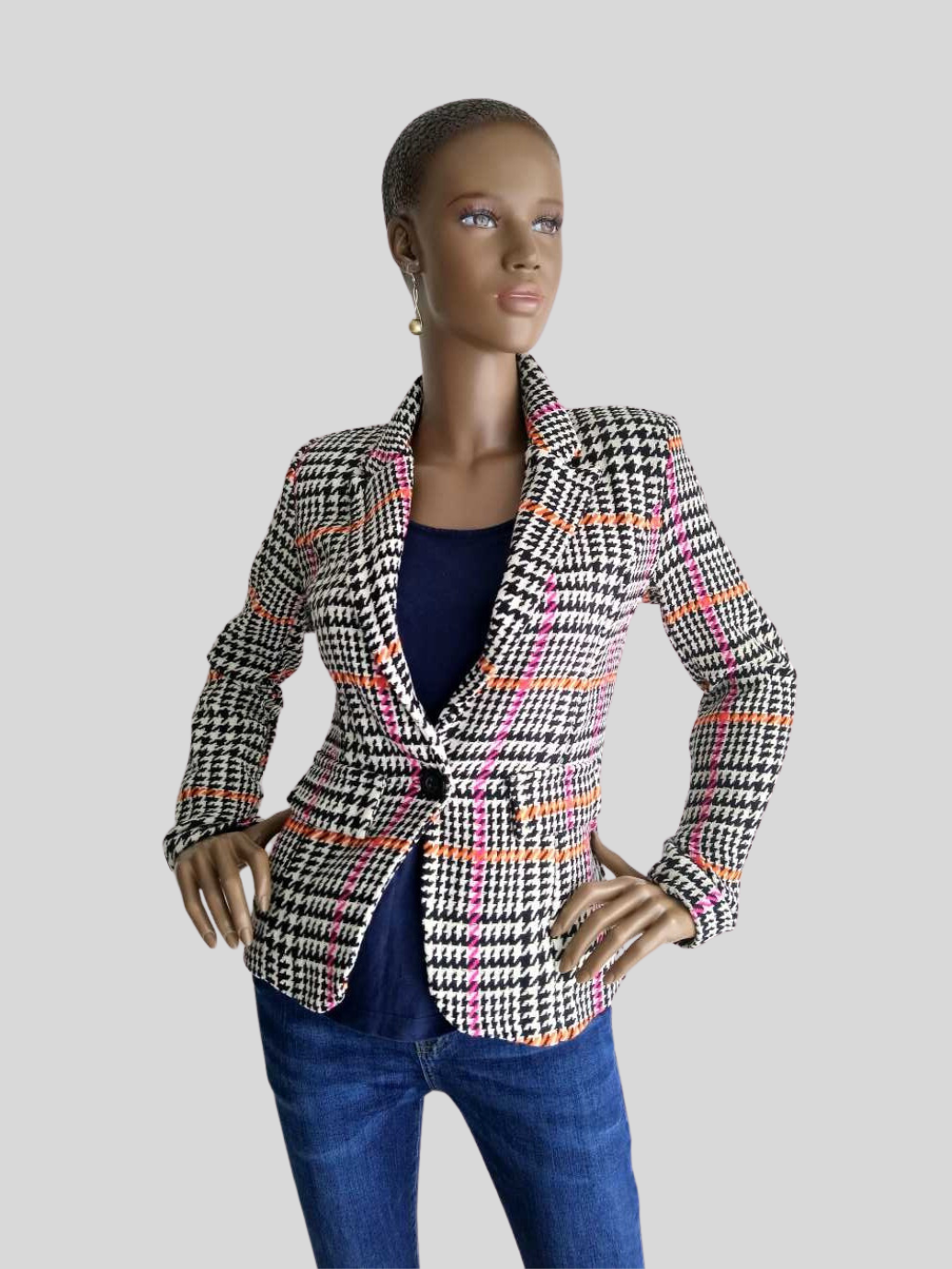 Veste pied de poule aux reflets ORANGE/ROSE