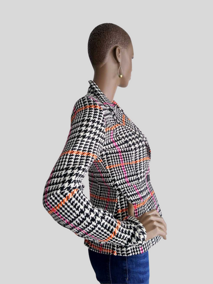 Veste pied de poule aux reflets ORANGE/ROSE