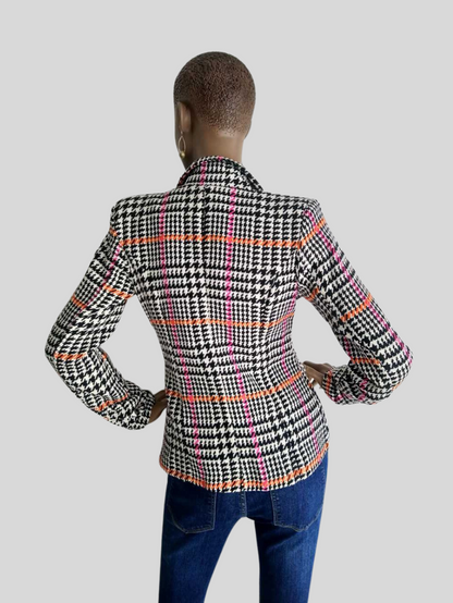 Veste pied de poule aux reflets ORANGE/ROSE