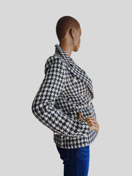Veste NOIRE/BLANCHE imprimée pied de poule
