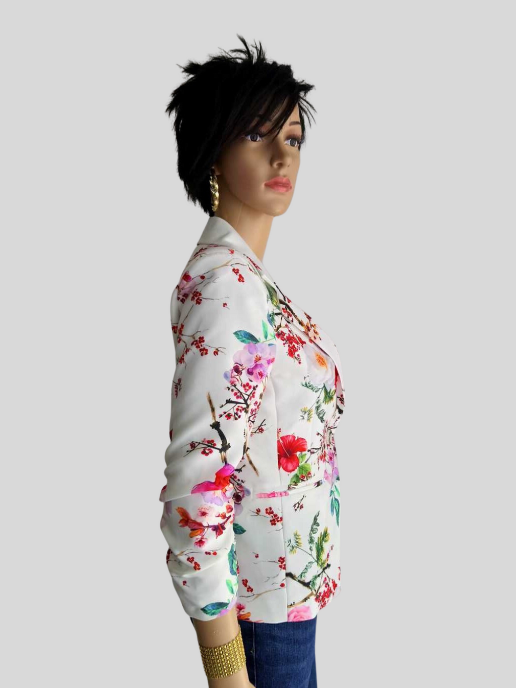 Blazer femme BLANC CASSÉ à fleurs