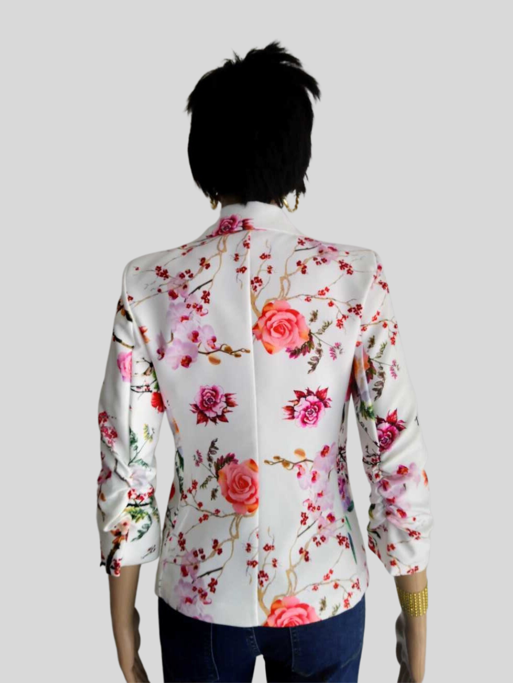 Blazer femme BLANC CASSÉ à fleurs