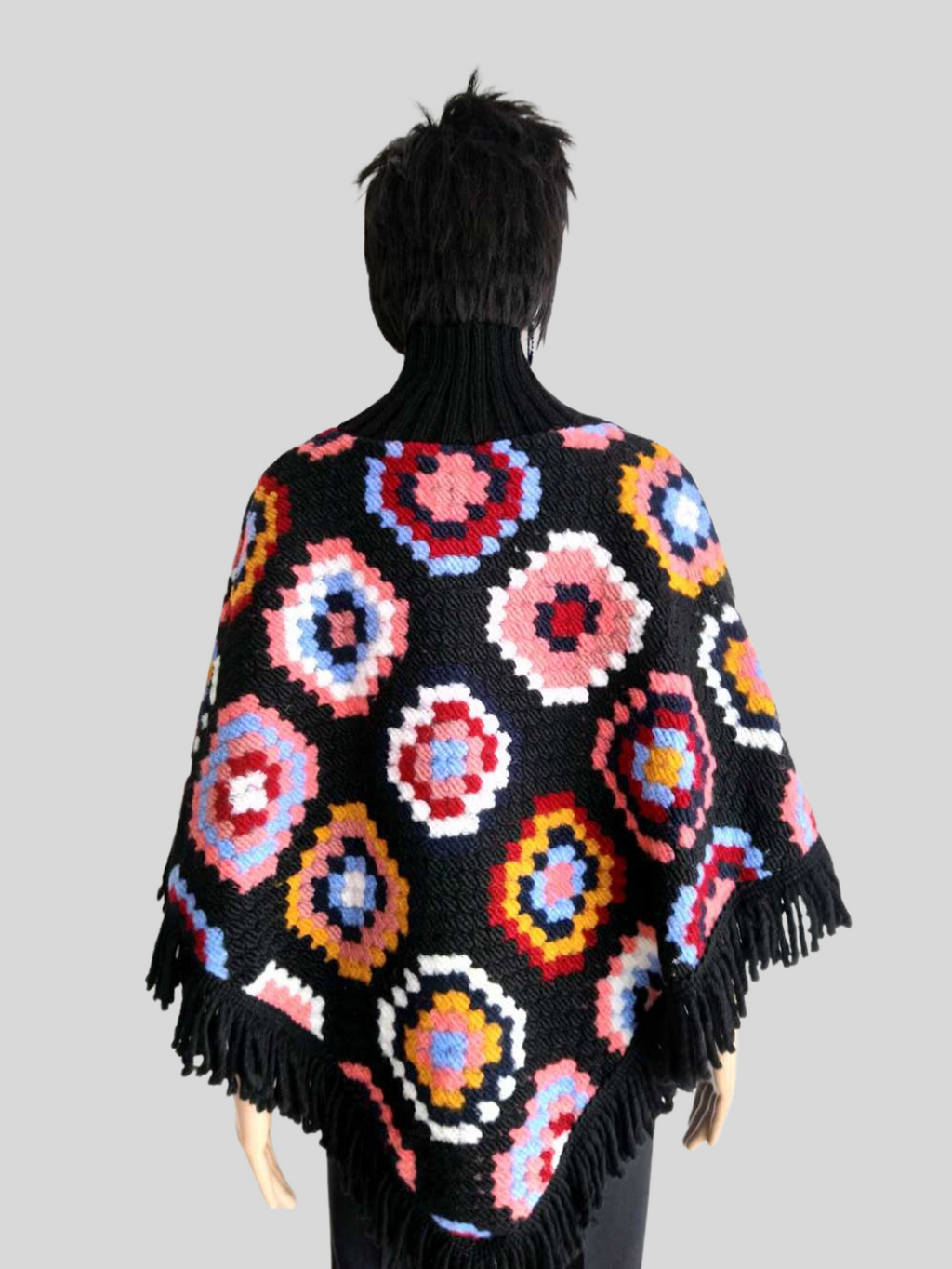 Poncho en laine MULTICOLORE