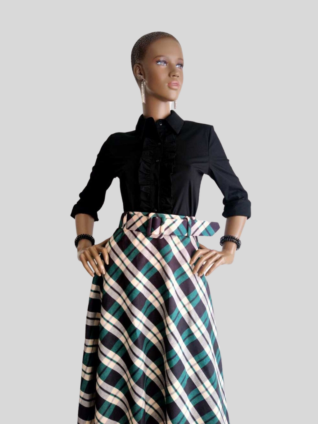 Jupe à carreaux VERT BOUTEILLE