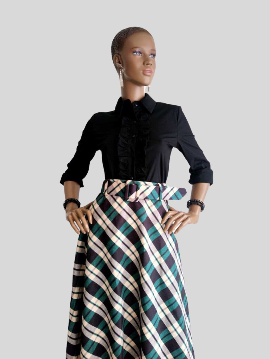 Jupe à carreaux VERT BOUTEILLE