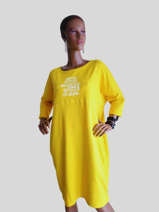 Robe T-shirt JAUNE imprimée