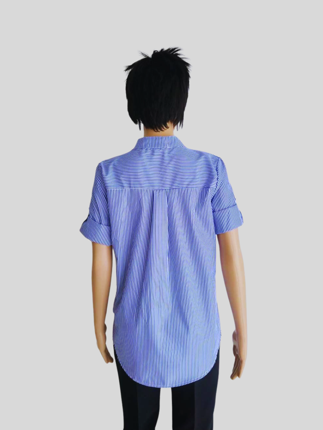 Chemise BLEUE à rayures col mao