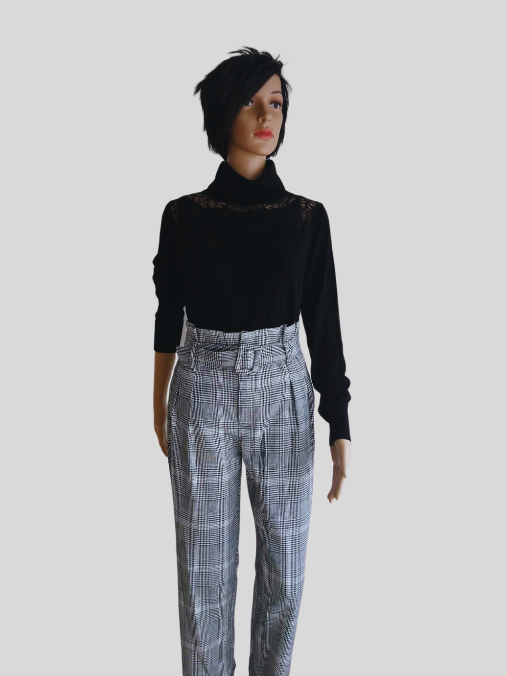 Pantalon GRIS à pinces taille haute