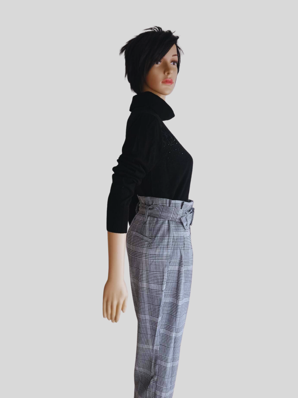 Pantalon GRIS à pinces taille haute