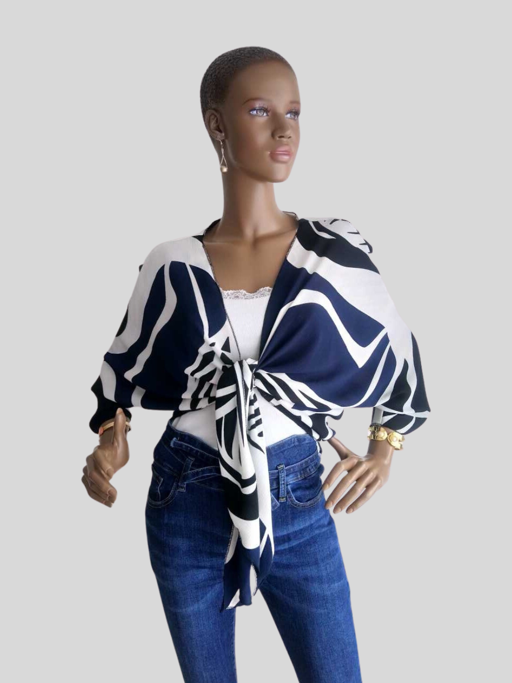 Boléro BLEU imprimé à nouer