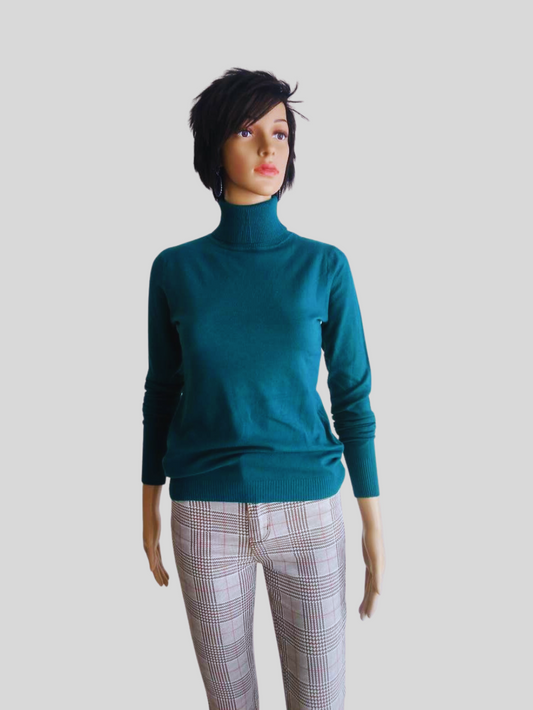 Pull col roulé BLEU SARCELLE