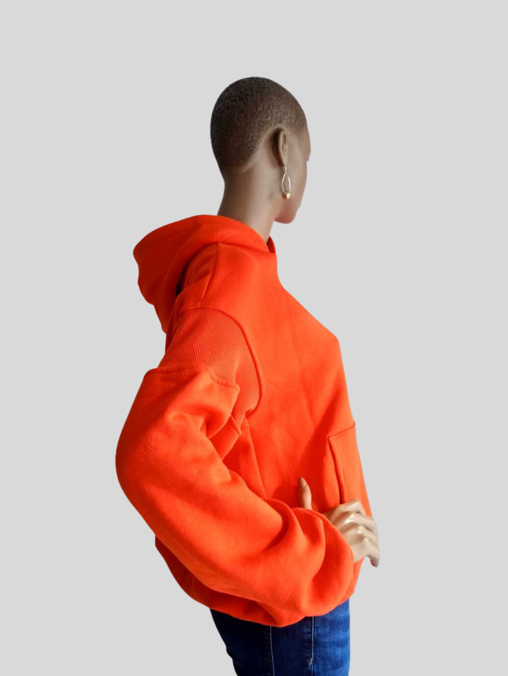 Sweatshirt ORANGE à capuche à manches bouffantes