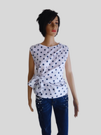 Top BLANC imprimé à pois