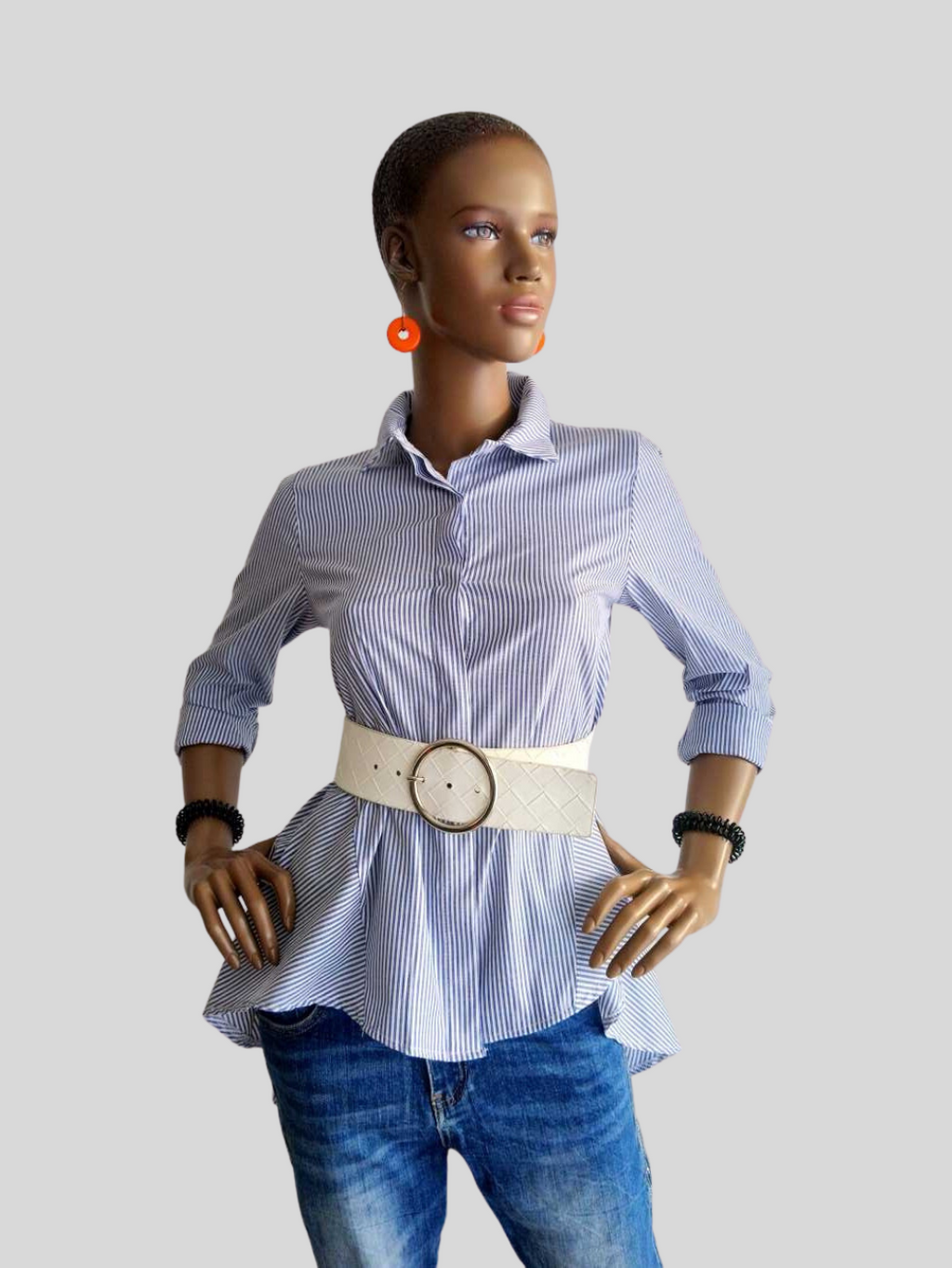 Chemisier BLEU imprimé à rayures