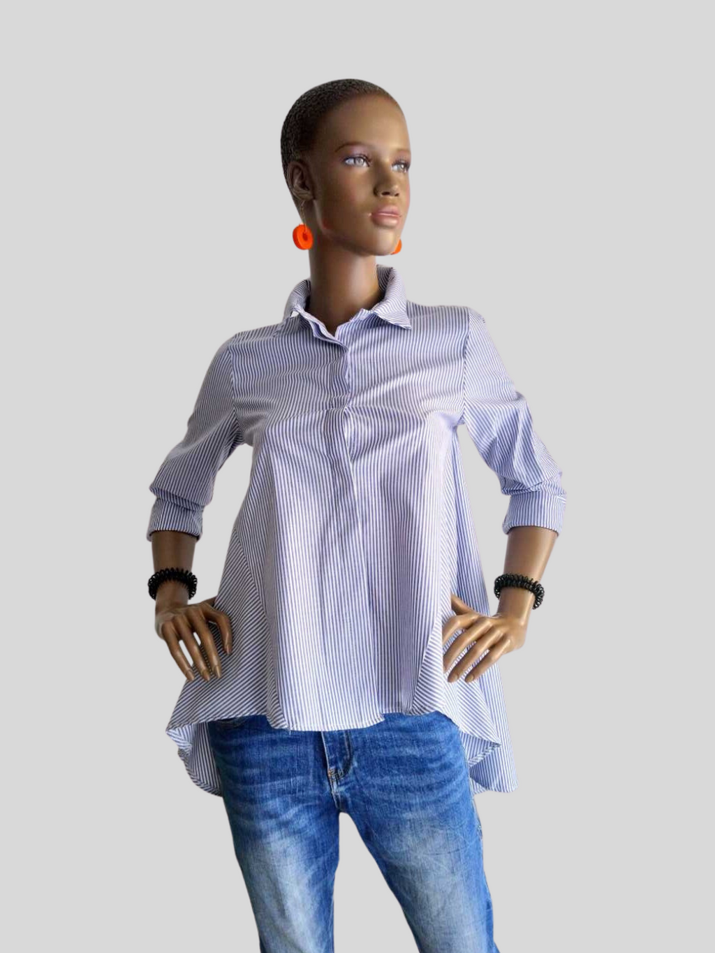 Chemisier BLEU imprimé à rayures