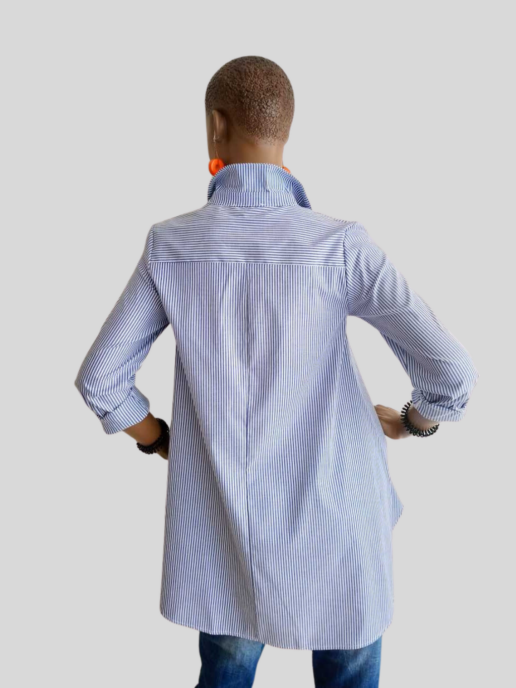 Chemisier BLEU imprimé à rayures