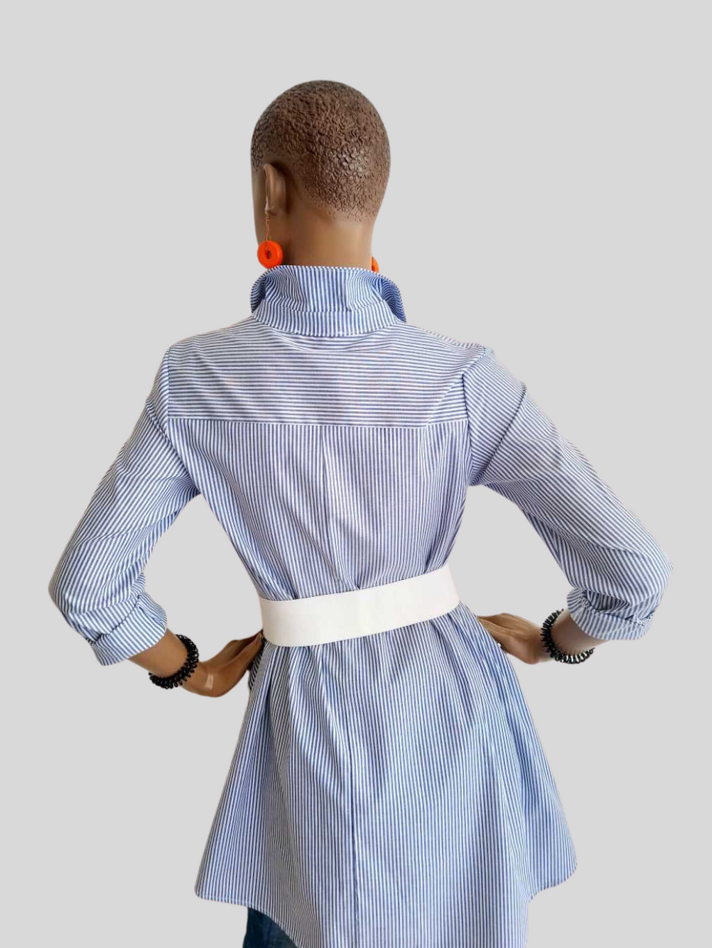 Chemisier BLEU imprimé à rayures