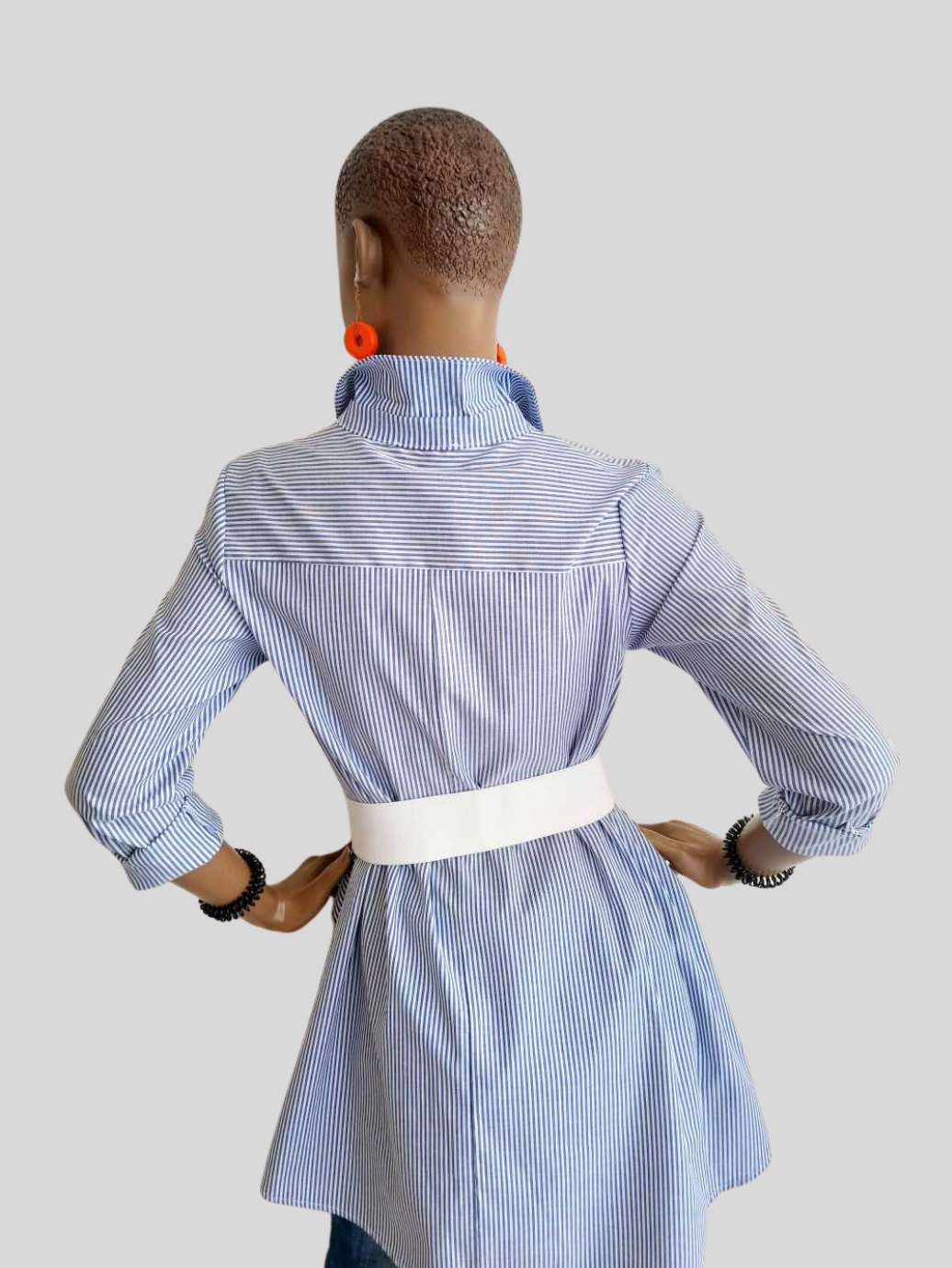 Chemisier BLEU imprimé à rayures