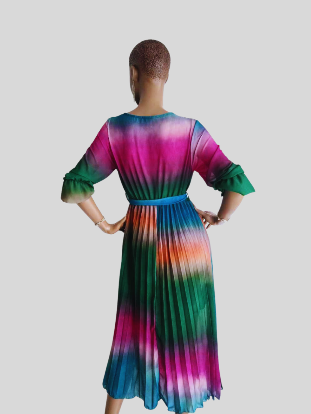 Robe VERTE plissée originale à nouer