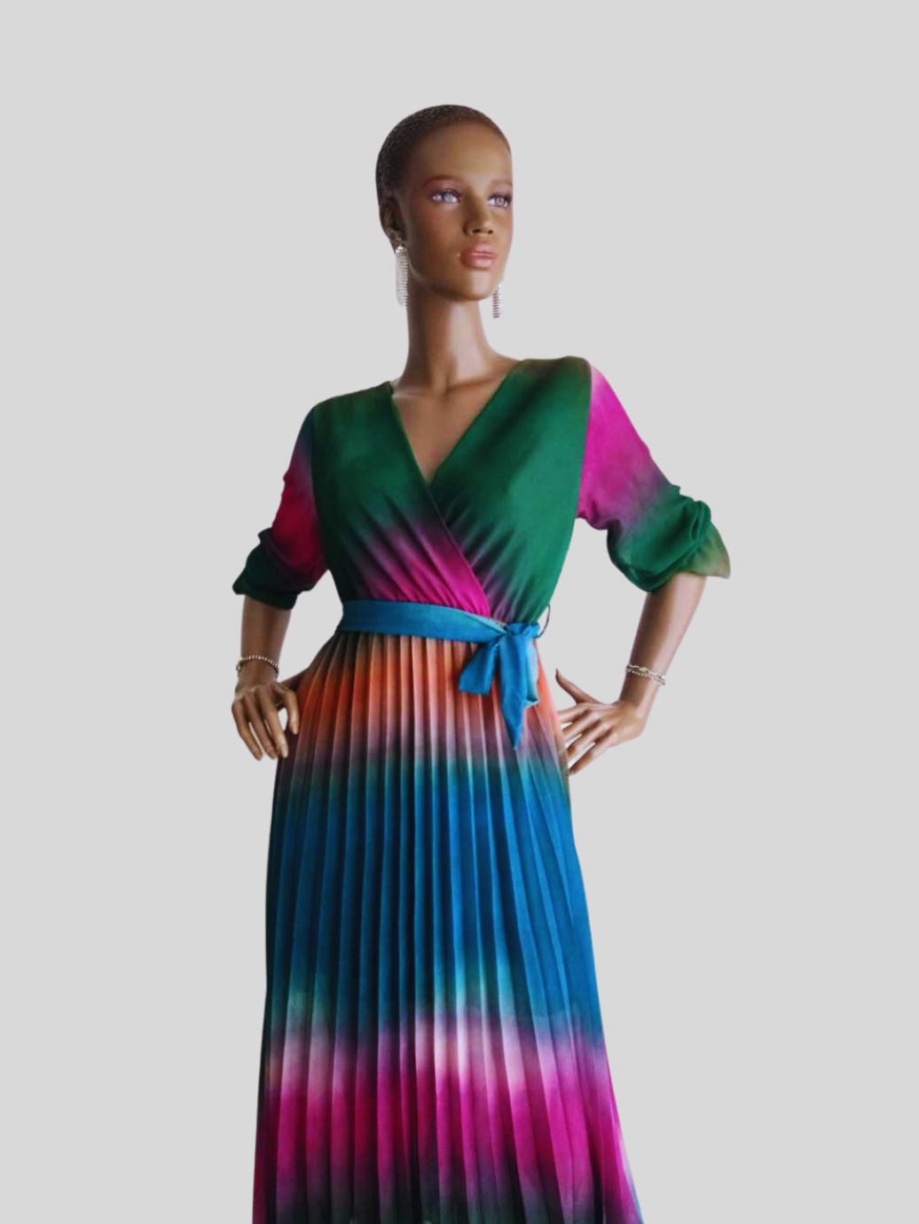 Robe VERTE plissée originale à nouer
