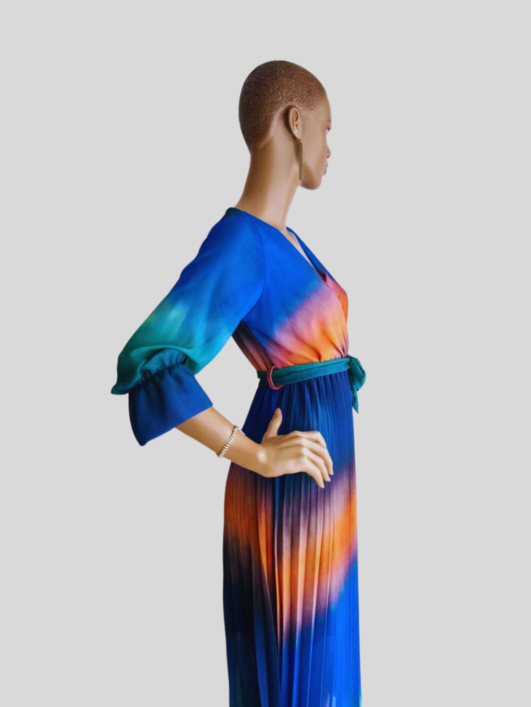 Robe BLEUE plissée originale à nouer