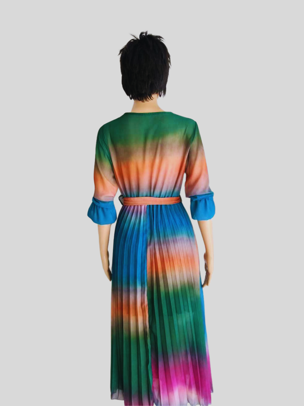 Robe VERT PIN plissée originale à nouer