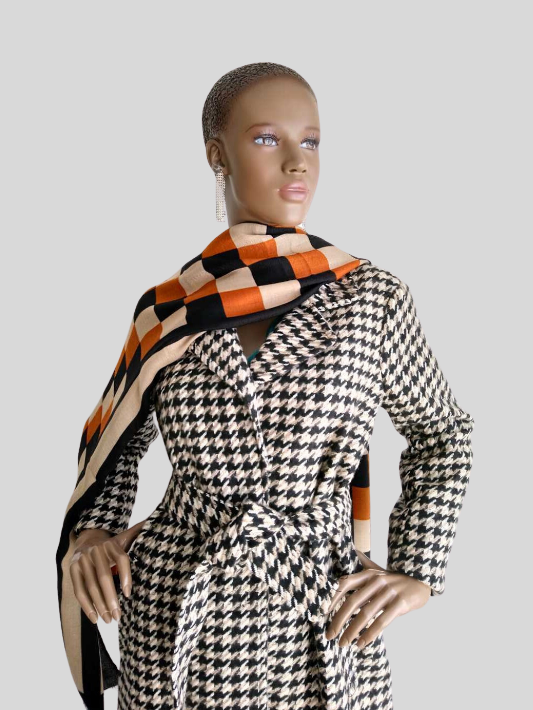 Foulard MARRON imprimé à carreaux