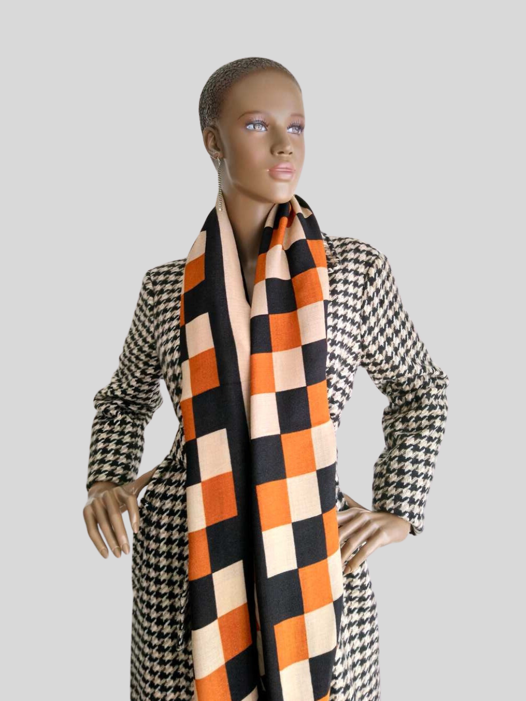 Foulard MARRON imprimé à carreaux