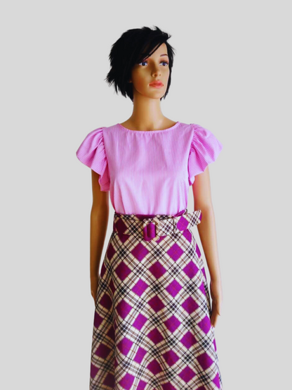 Jupe à carreaux MAUVE