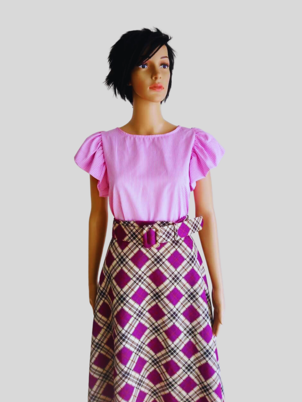Jupe à carreaux MAUVE