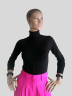 Pull col roulé noir femme