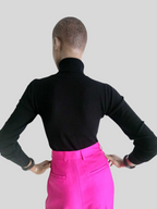 Pull col roulé noir femme