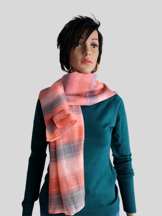 Foulard CORAIL scintillant à carreaux
