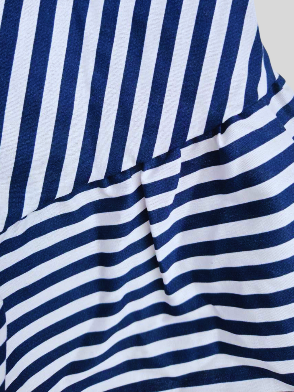 Robe BLEUE dos plongeant imprimée à rayures